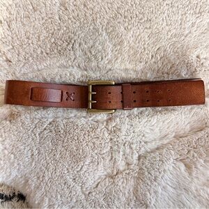 Vintage Ralph Lauren Genuine Brown Leather Belt with Solid Brass Buckle S/M